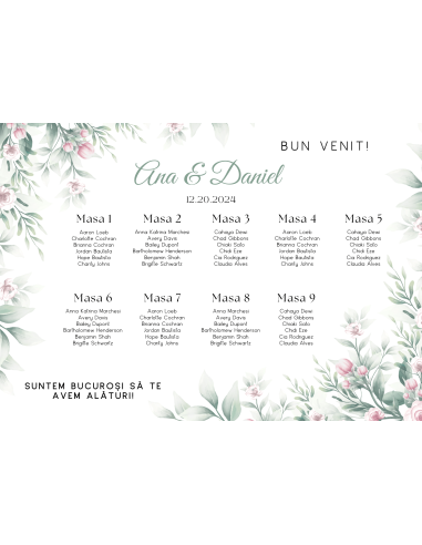 Listă cu invitați Nuntă (Model 11)